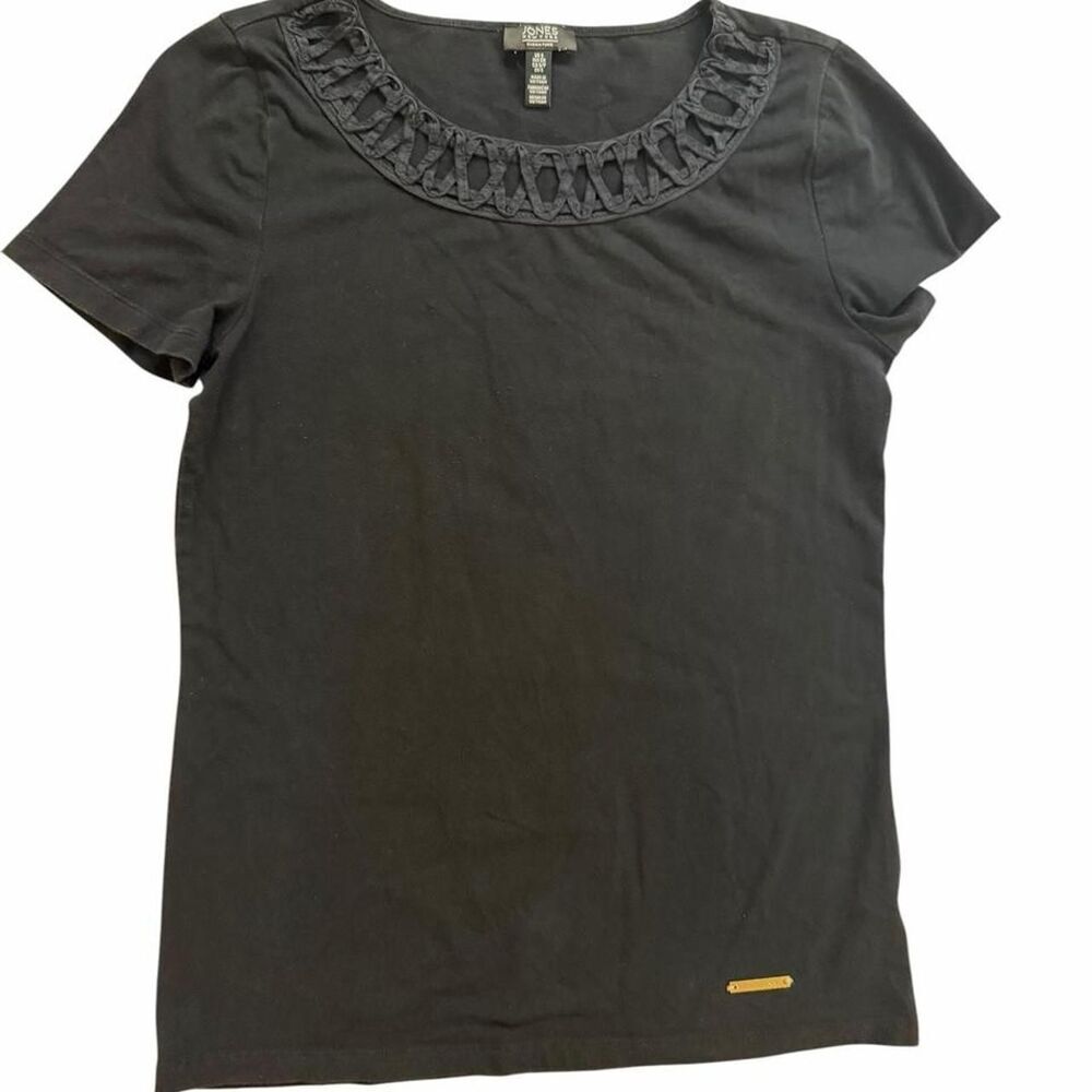 Jones New York black detail neck top